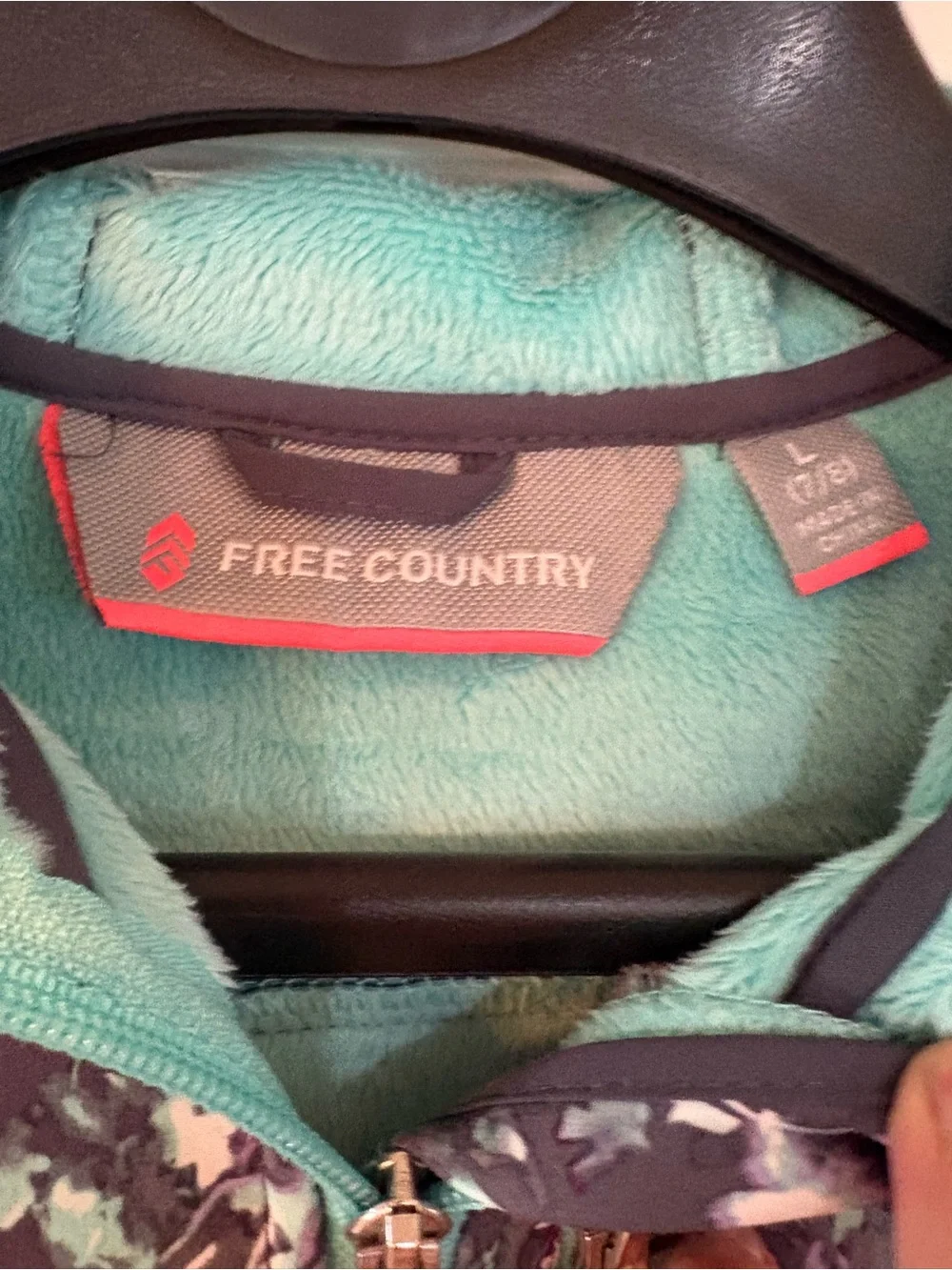 Free Country Girls Large 10/12 Floral Softshell Fleece Lined Hooded Jacket
